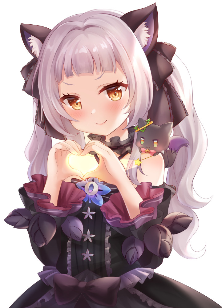 1girl, animal_ear_fluff, animal_ears, bangs, bare_shoulders, black_choker, black_dress, blush