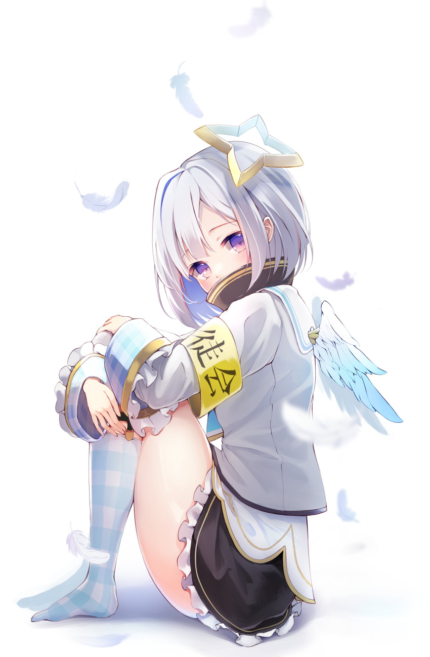 1girl, absurdres, amane_kanata, angel, angel_wings, arinko_kotsunko, asymmetrical_bangs, asymmetrical_hair