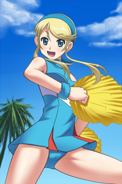 blonde_hair, blue_eyes, blush, hair_ornament, hairband, heroman, lina_(heroman), lina_davis