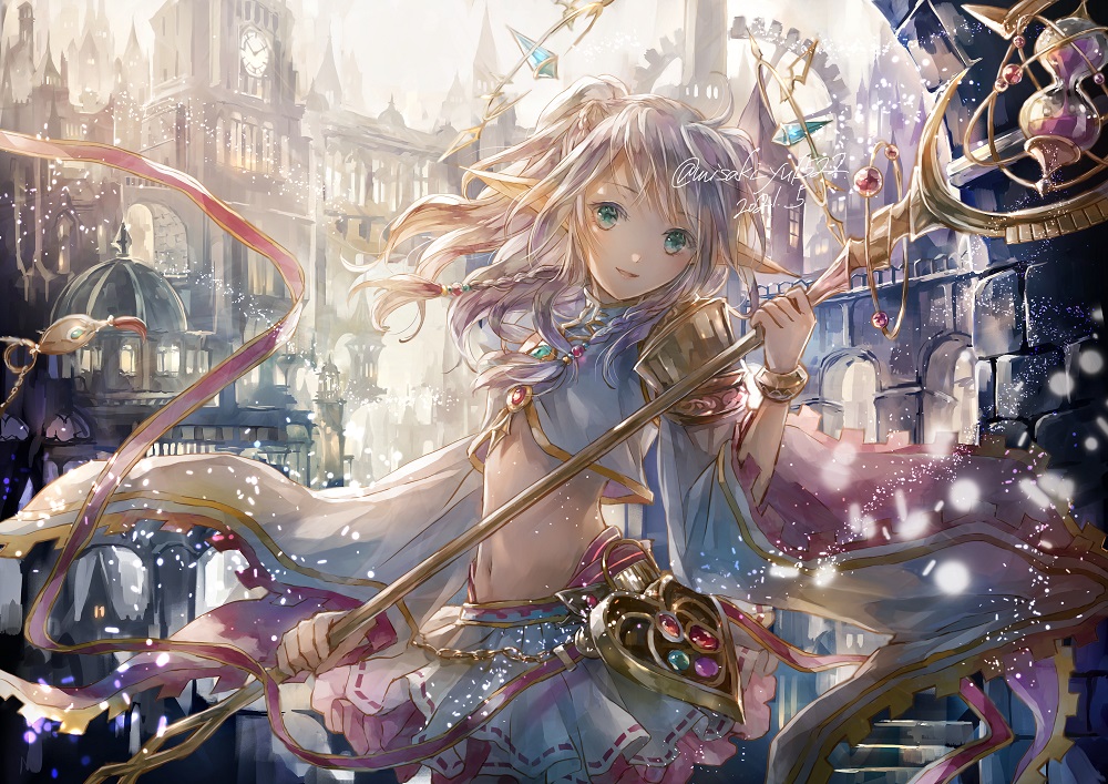1girl, ahoge, armor, artist_name, bangs, blurry, blush, bokeh