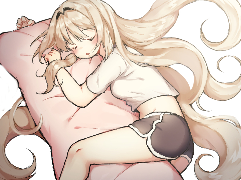 1girl, an-94_(girls_frontline), ass, bamyamsj, black_shorts, blonde_hair, closed_eyes, commentary_request