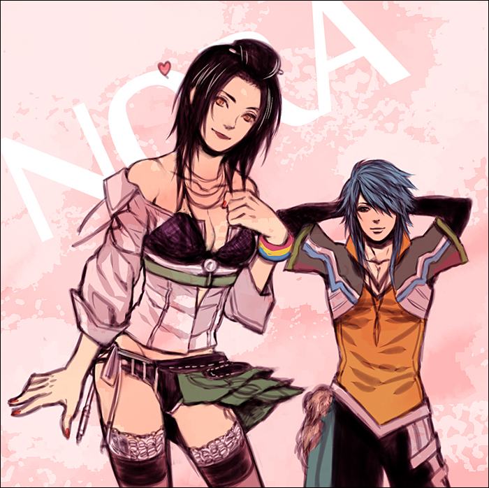 artist_request, black_hair, blue_hair, brown_eyes, cosplay, final_fantasy, final_fantasy_xiii, lebreau