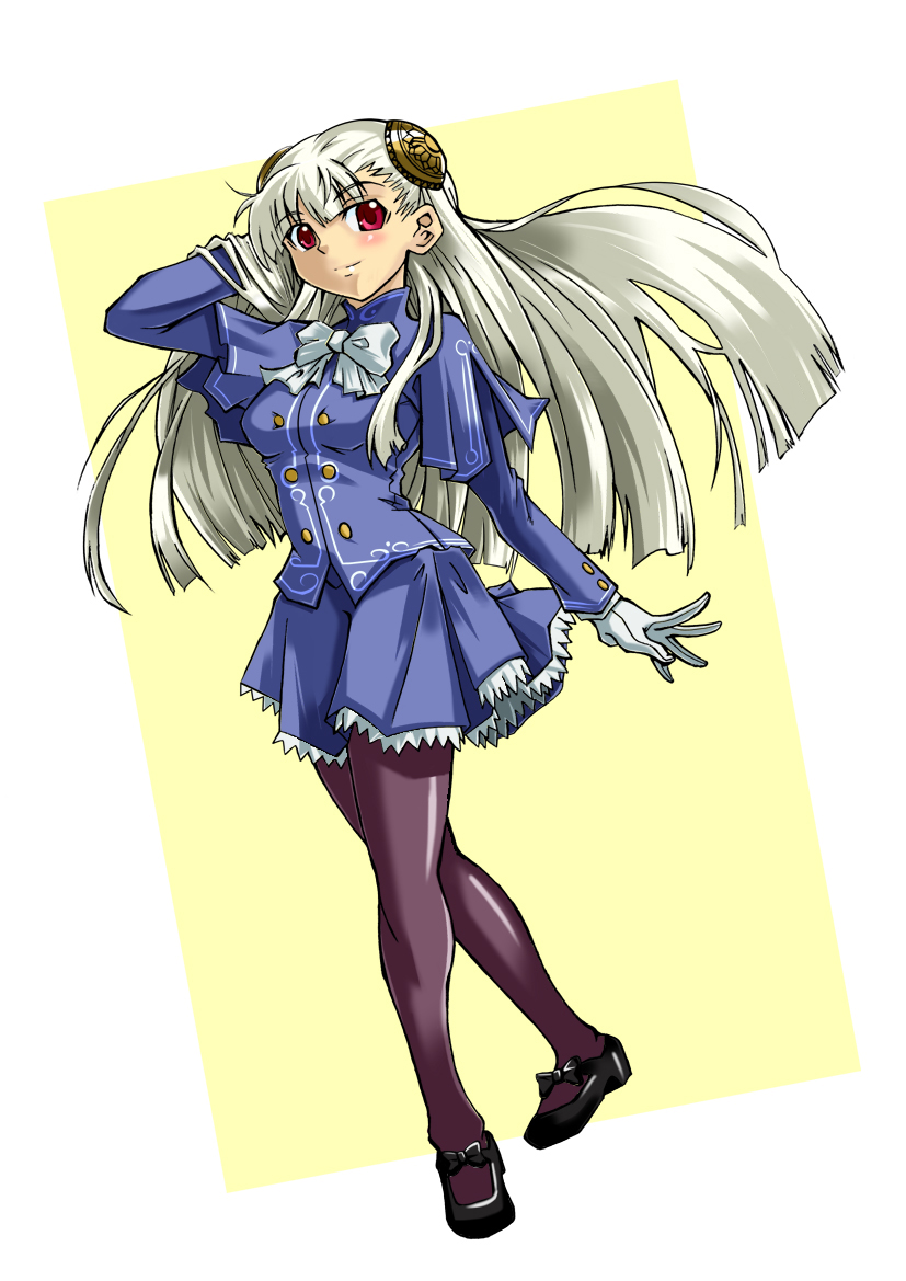 capcom_fighting_evolution, gloves, hair_ornaments, ingrid, long_hair, pantyhose, school_uniform, silver_hair