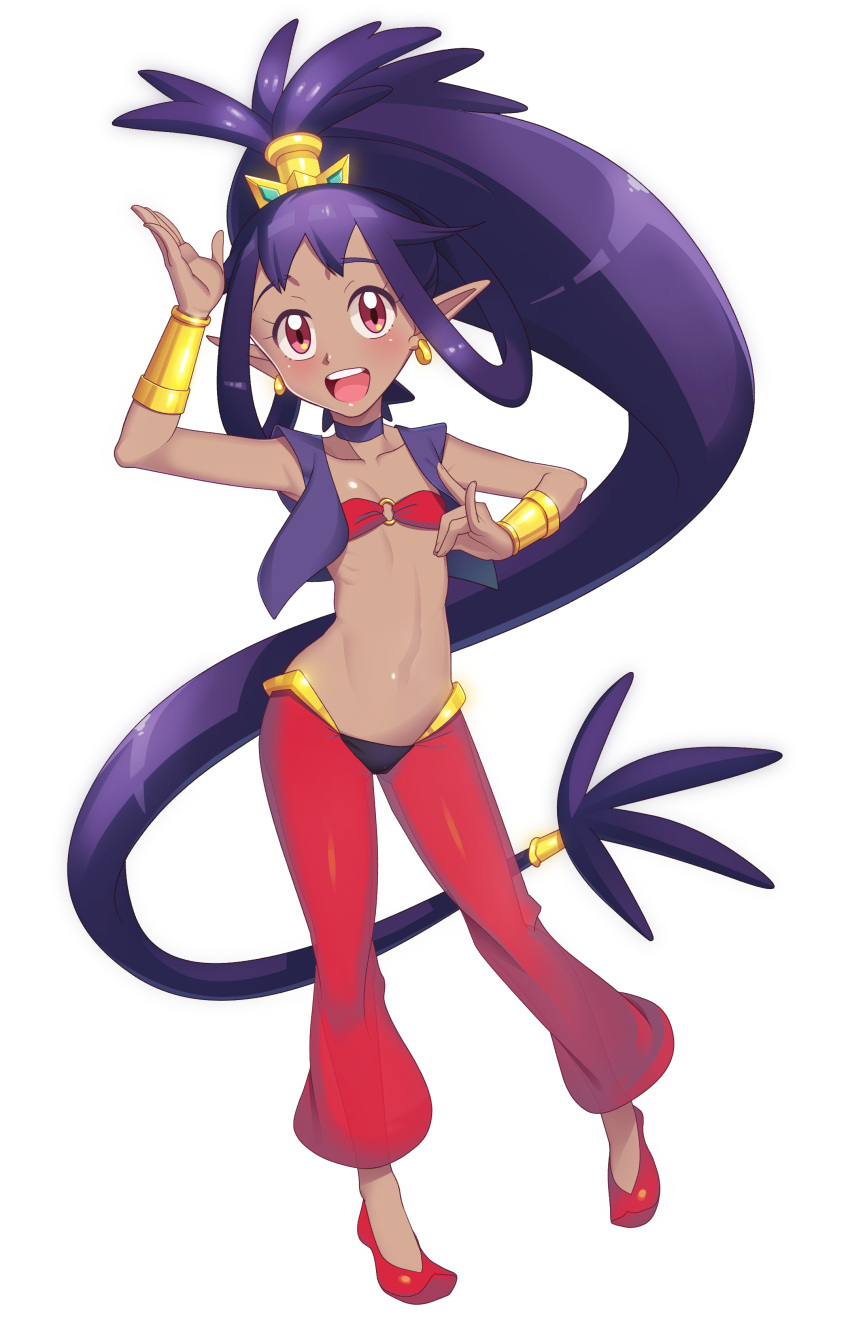 1girl, :d, absurdres, bangs, blush, bracer, choker, commentary