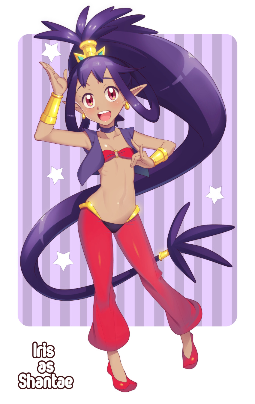 1girl, :d, absurdres, bangs, blush, bracer, character_name, choker