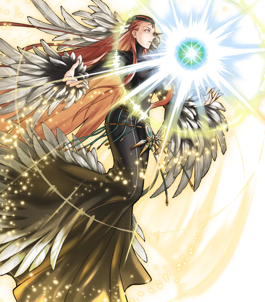 1girl, ashera_(fire_emblem), black_dress, breasts, circlet, closed_mouth, detached_sleeves, dress