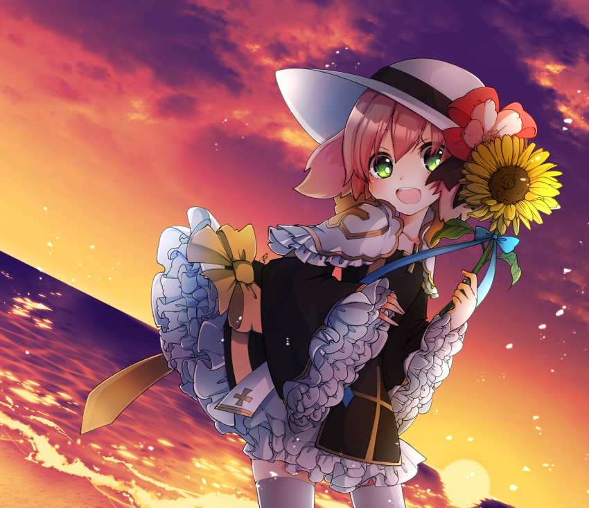 1girl, absurdres, archbishop_(ragnarok_online), asuta_(kinakomoti300), bangs, beach, black_dress, black_ribbon