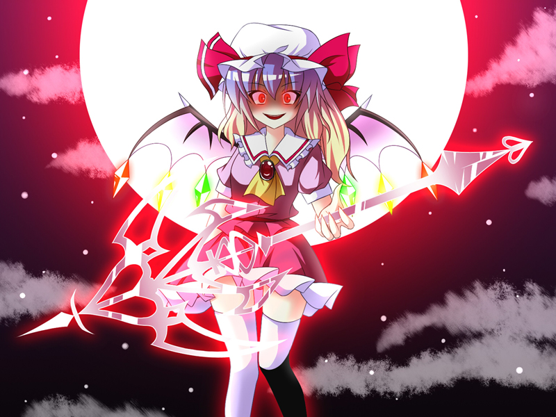 blonde_hair, blue_hair, crazy, dragon_ball_z, falketto, flandre_scarlet, fusion, glowing