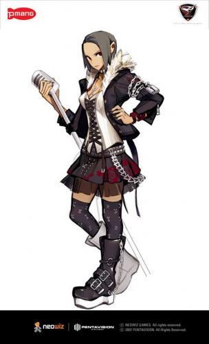 angry, brown_hair, girl, key, lock, microphone, necklace, rocker, solo