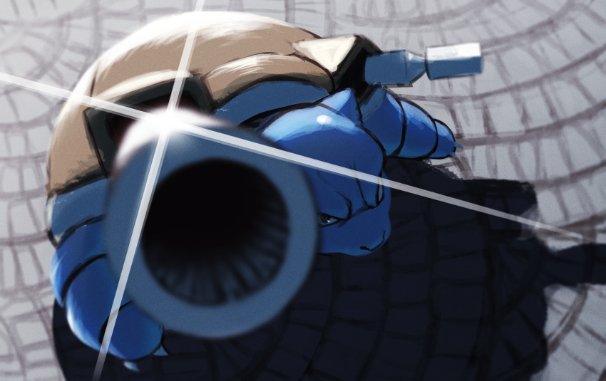 blastoise, commentary_request, day, from_above, gen_1_pokemon, glint, highres, looking_at_viewer