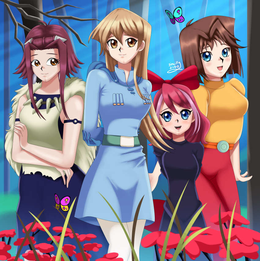 arms_behind_back, blonde_hair, blue_eyes, bow, brown_hair, cosplay, deviantart, ghibli