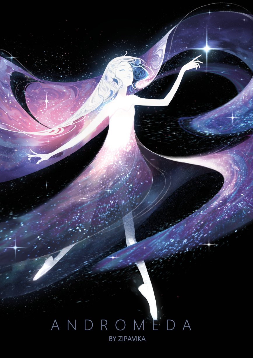 1girl, andromeda_(galaxy), ballet, ballet_slippers, closed_eyes, colored_inner_hair, colored_skin, commentary