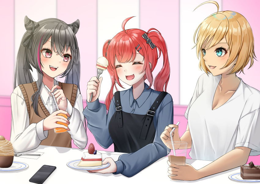 3girls, absurdres, ahoge, alternate_costume, azur_lane, blonde_hair, blue_eyes, breasts