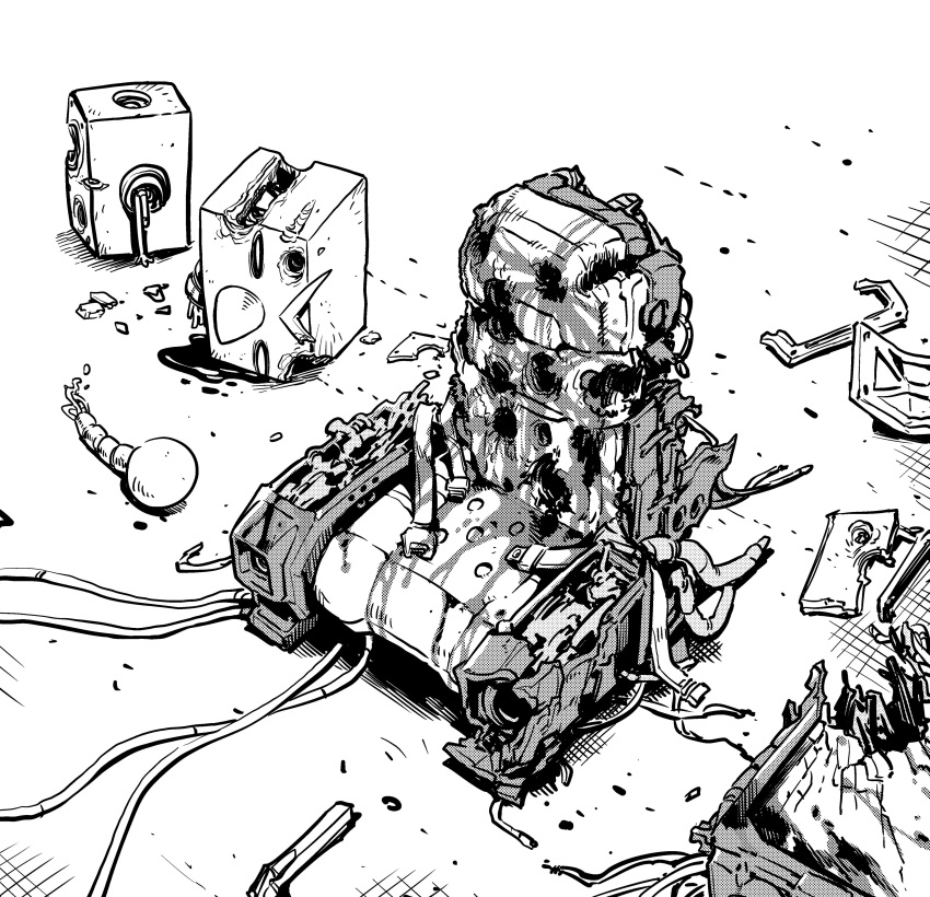 1other, absurdres, artist_self-insert, greyscale, gundam, gundam_0080, highres, ishiyumi
