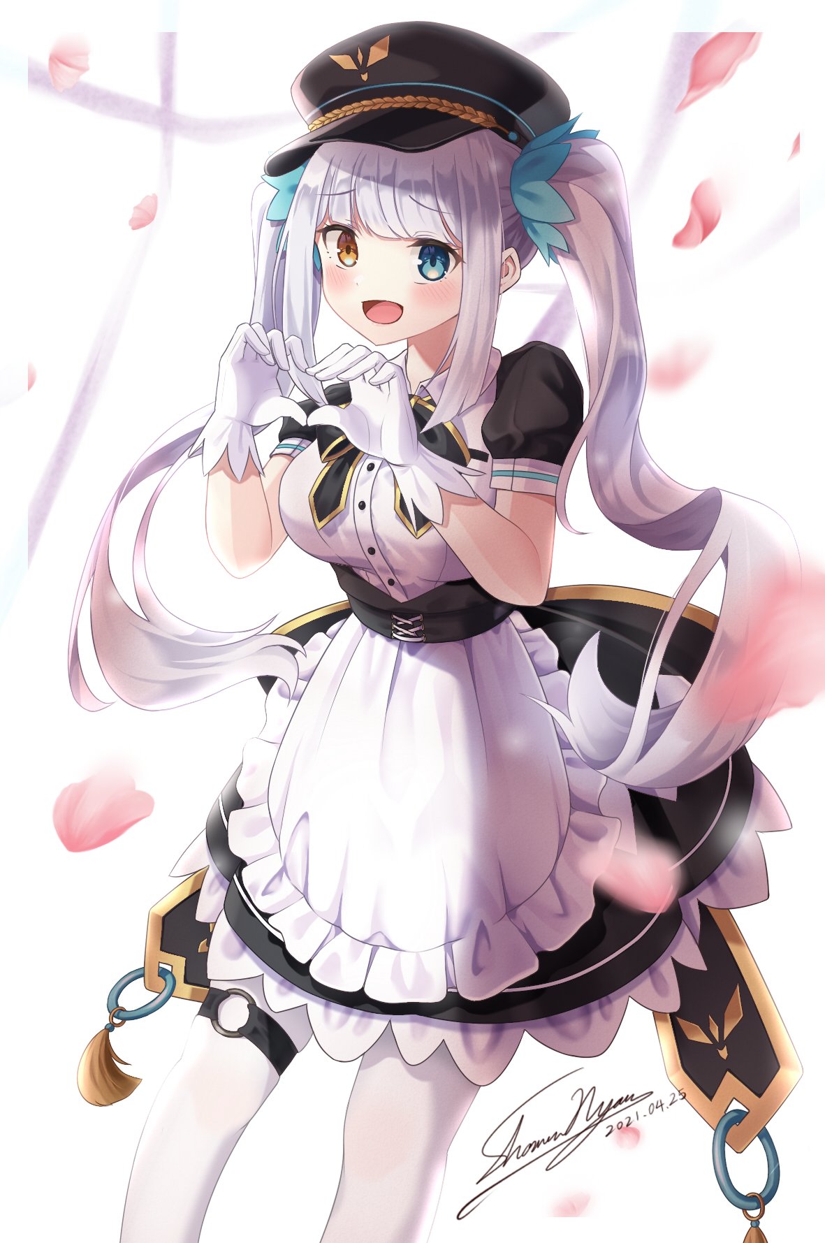 1girl, apron, bangs, blue_eyes, blush, bow, bowtie, dated