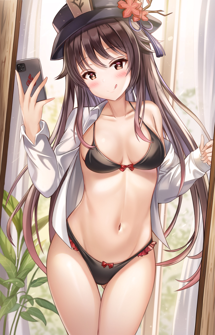 1girl, :q, absurdres, arm_up, ass_visible_through_thighs, bare_shoulders, bikini, black_bikini