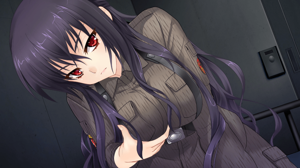 1girl, bangs, beatrix_bremer, belt, black_hair, breasts, closed_mouth, frown