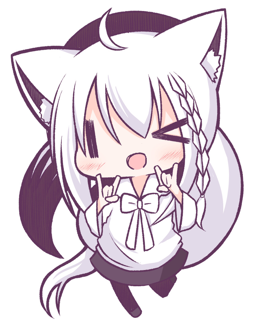 >_o, 1girl, animal_ear_fluff, animal_ears, arms_up, bangs, beret, black_headwear