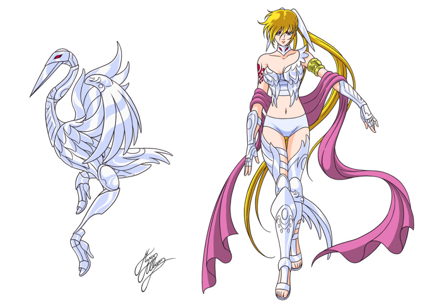 armor, cloth, crane, female, knights_of_the_zodiac, lipstick, saint_seiya, saint_seiya_the_lost_canvas
