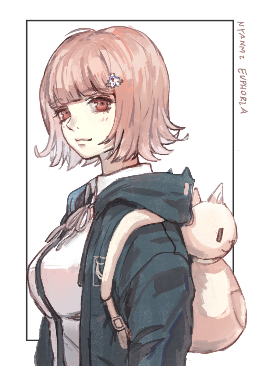 1girl, absurdres, animal_bag, artist_name, backpack, bag, bangs, black_jacket