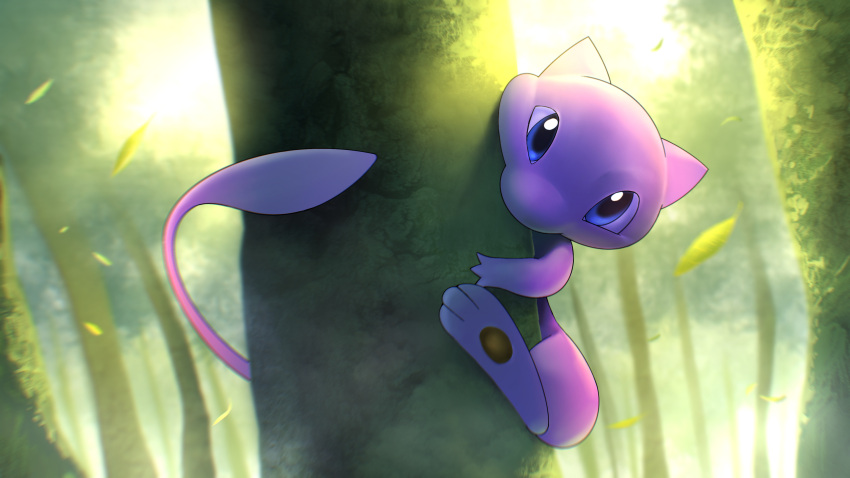 absurdres, blue_eyes, blurry, commentary, creature, day, forest, gen_1_pokemon