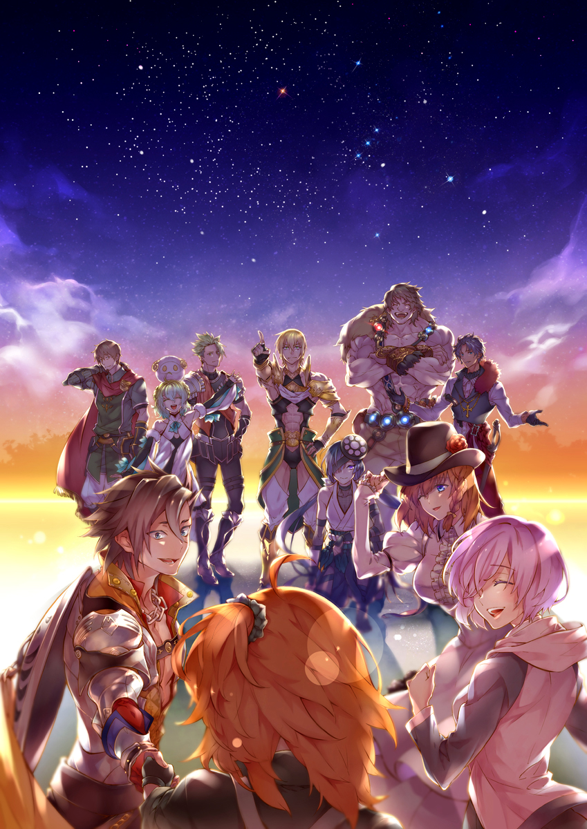achilles_(fate), ahoge, apollo_(fate), bartholomew_roberts_(fate), braid, cape, charlotte_corday_(fate), cross