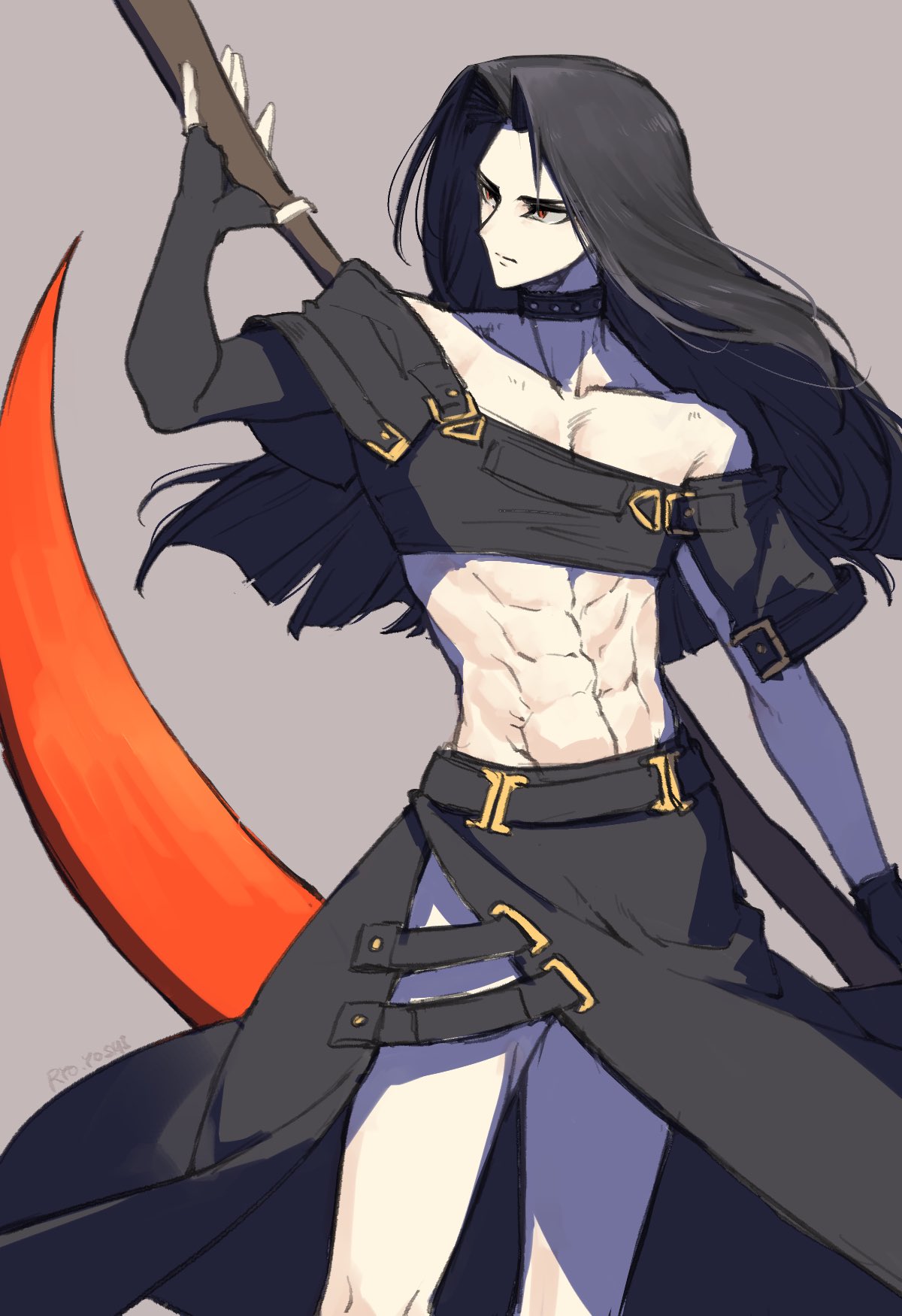 1boy, bare_shoulders, belt, black_hair, choker, guilty_gear, guilty_gear_xx, highres