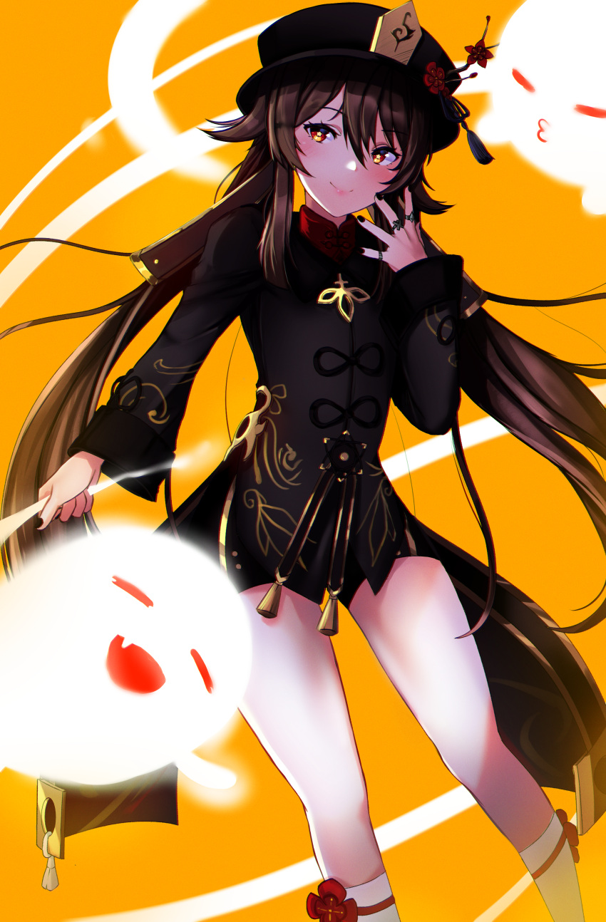 1girl, absurdres, genshin_impact, ghost, ghost_tail, highres, hu_tao_(genshin_impact), jewelry