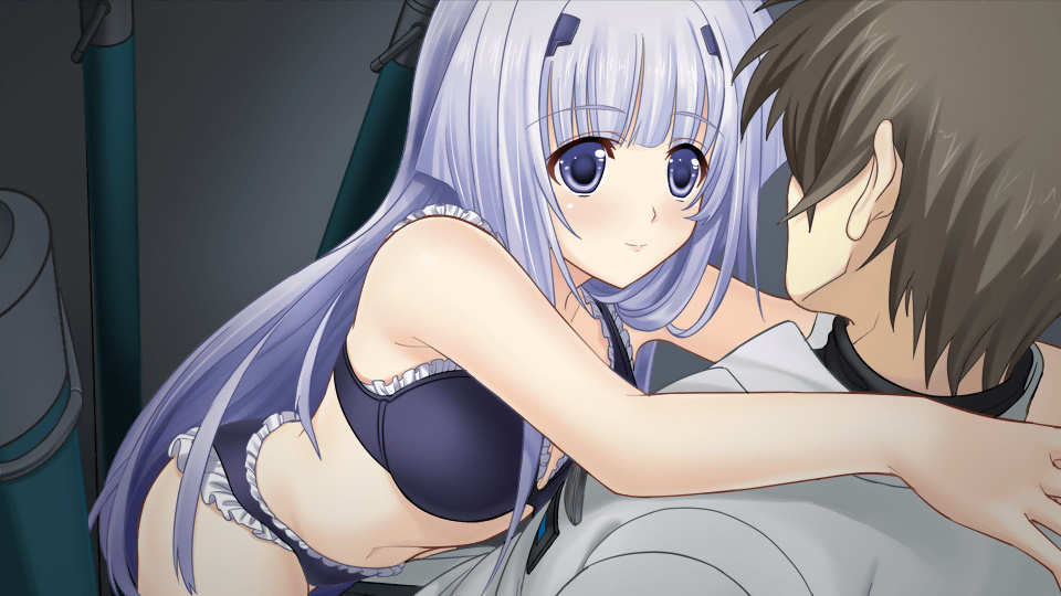 1boy, 1girl, bangs, bikini, black_bikini, blue_eyes, blunt_bangs, brown_hair