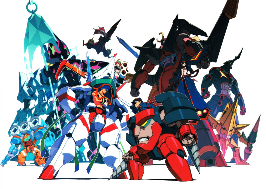 2boys, 2girls, black_hair, blue_eyes, breasts, drill, galo_thymos, goggles
