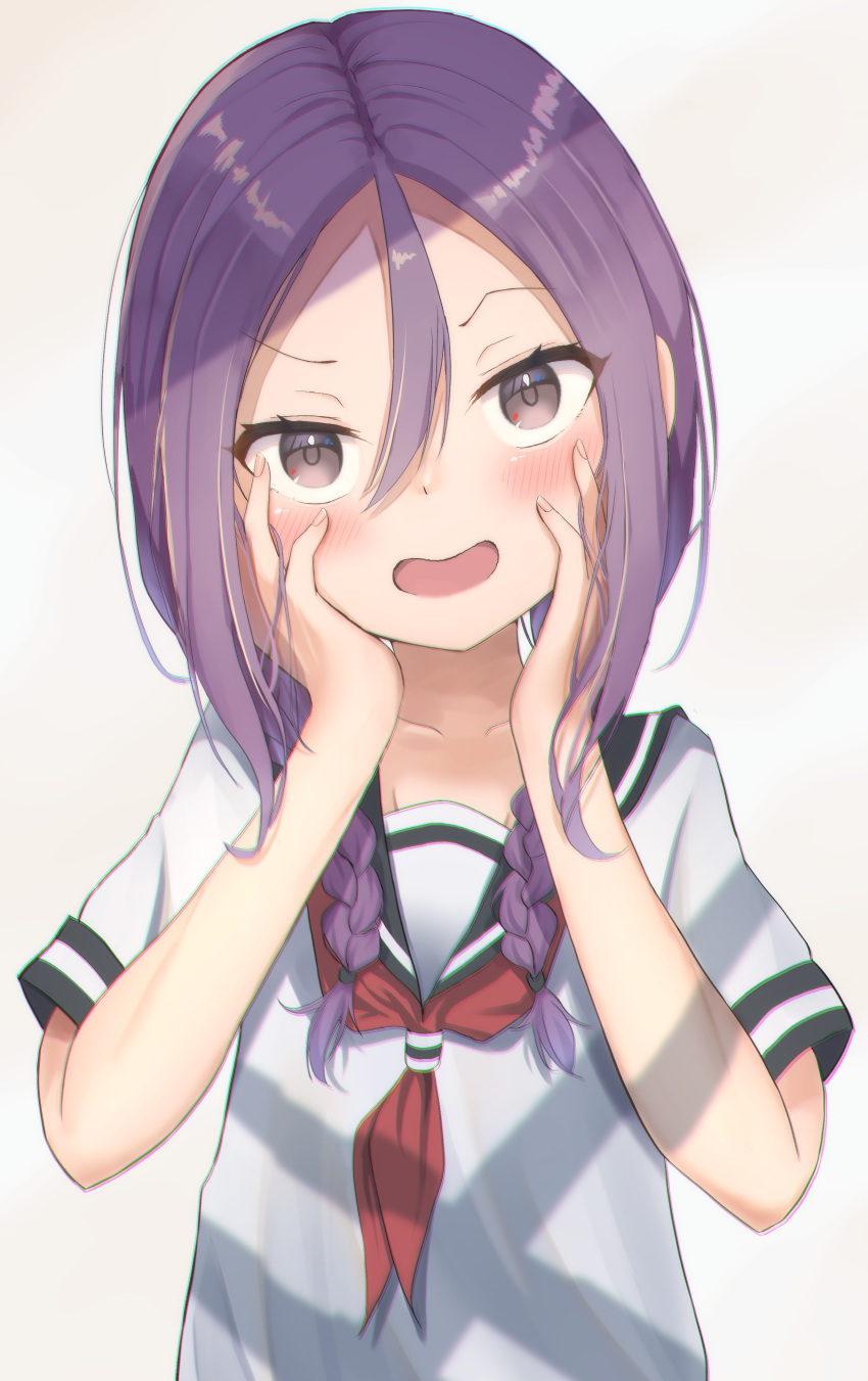 1girl, absurdres, bangs, black_sailor_collar, blush, braid, brown_eyes, chromatic_aberration