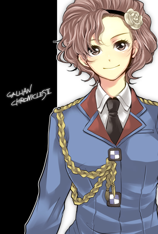 coleen_celcius, female, hairband, military_uniform, mino_haru, necktie, purple_hair, senjou_no_valkyria