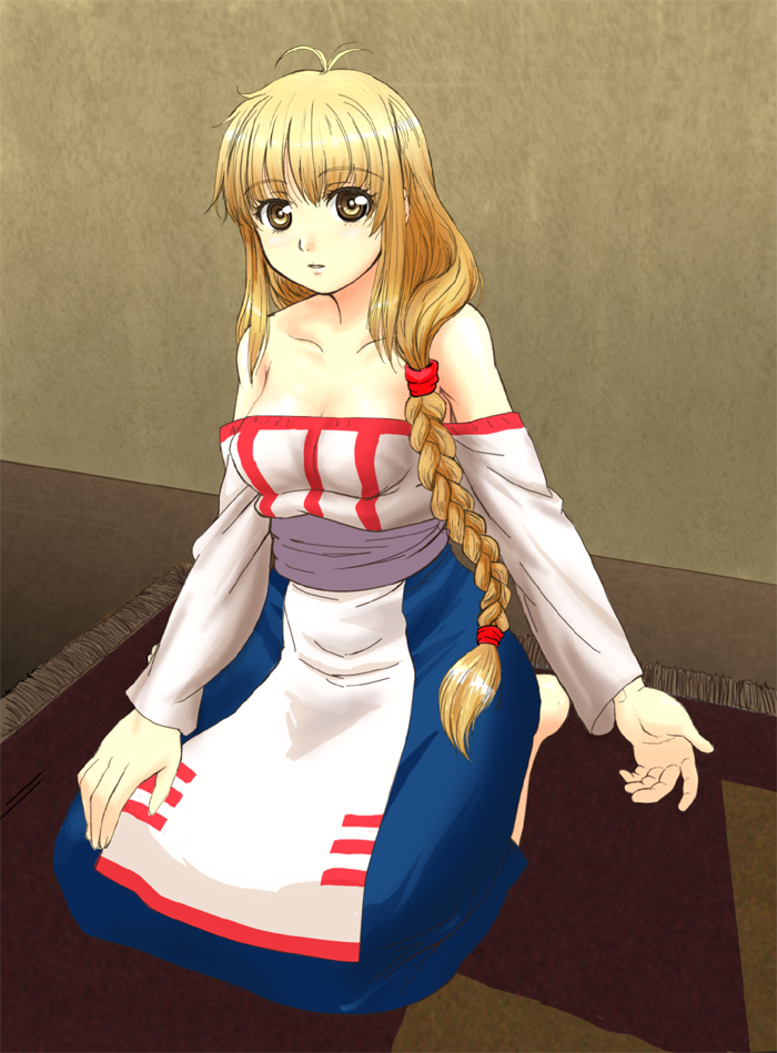 arc_the_lad, arc_the_lad_ii, bare_shoulders, blonde_hair, braid, dress, female, hosi