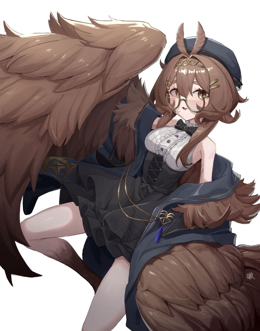 1girl, absurdres, aoaoaoao_(baiyanheibing), bangs, beret, black_bow, black_skirt, blue_headwear