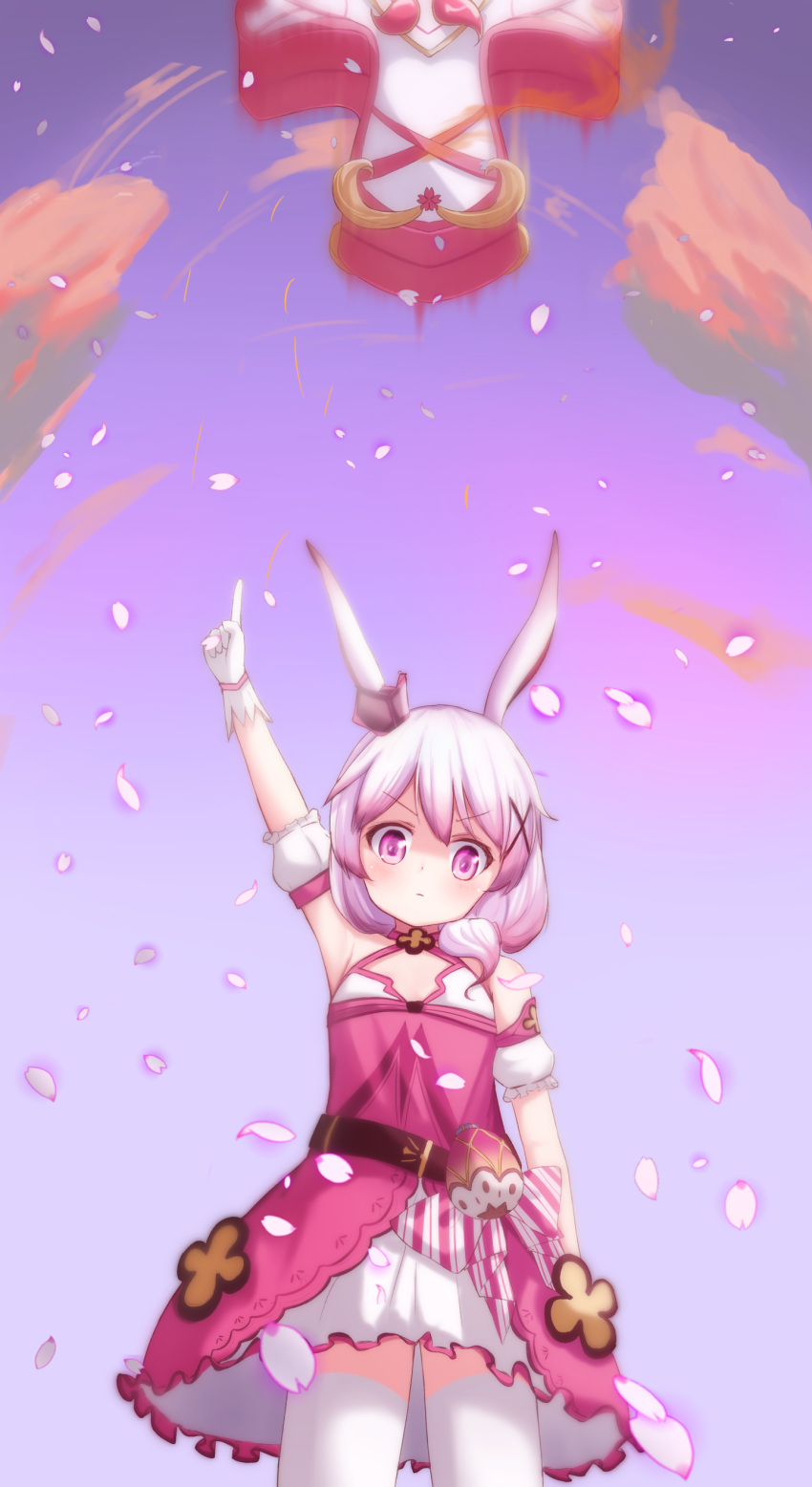 1girl, absurdres, angry, animal_ears, clouds, cloudy_sky, cross_(weapon), crown