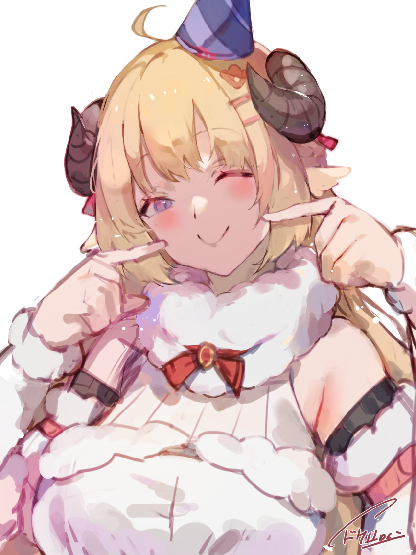 1girl, absurdres, animal_ears, bangs, blonde_hair, blush, breasts, detached_sleeves