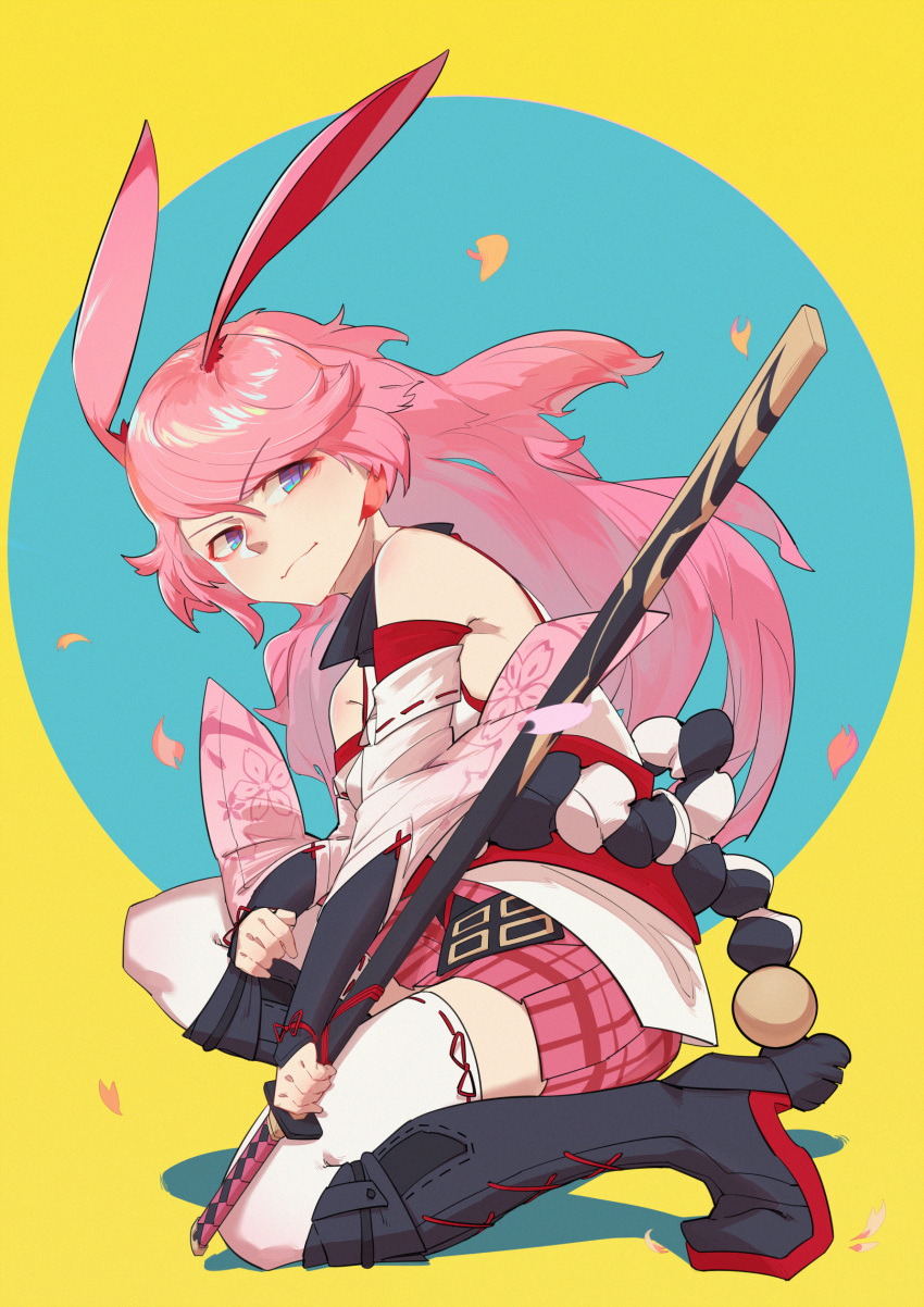 1girl, absurdres, animal_ears, bare_shoulders, closed_mouth, fox_ears, highres, holding