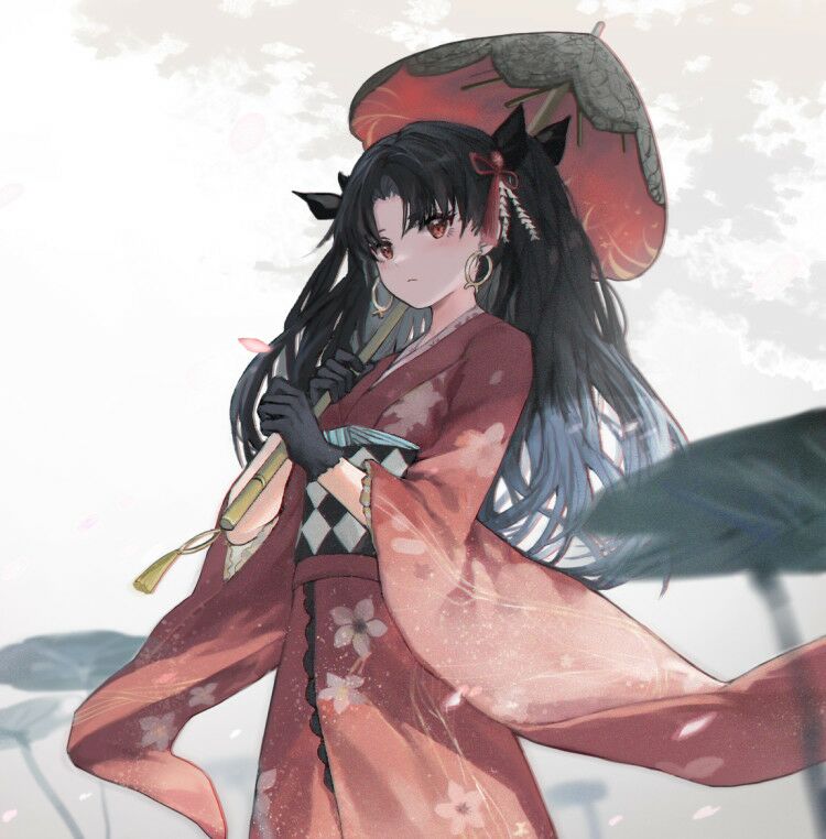 1girl, bangs, black_gloves, black_hair, blush, closed_mouth, cowboy_shot, earrings