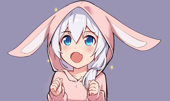 1girl, :d, animal_ears, animated, animated_gif, bangs, blue_eyes, clenched_hands