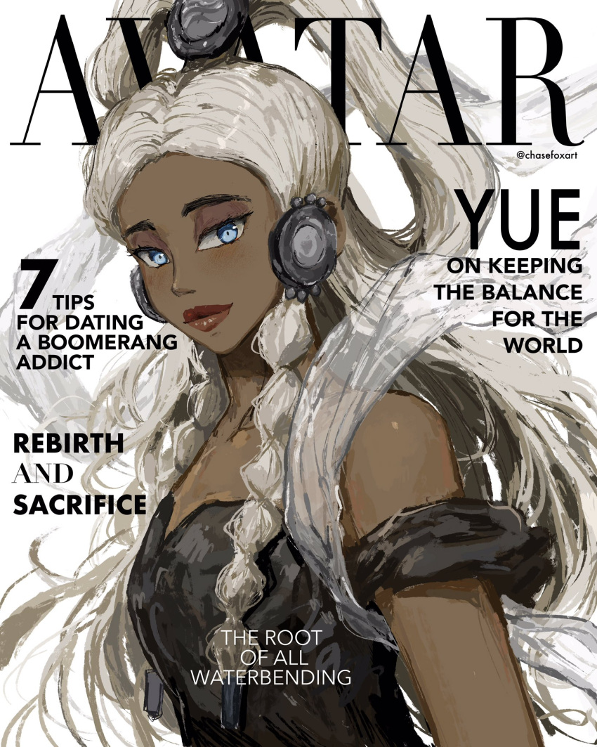 1girl, avatar:_the_last_airbender, avatar_legends, black_dress, blush, braid, character_name, chasefox