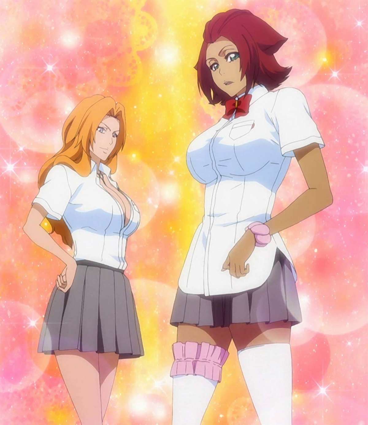 2girls, bleach, garter, haineko, matsumoto_rangiku