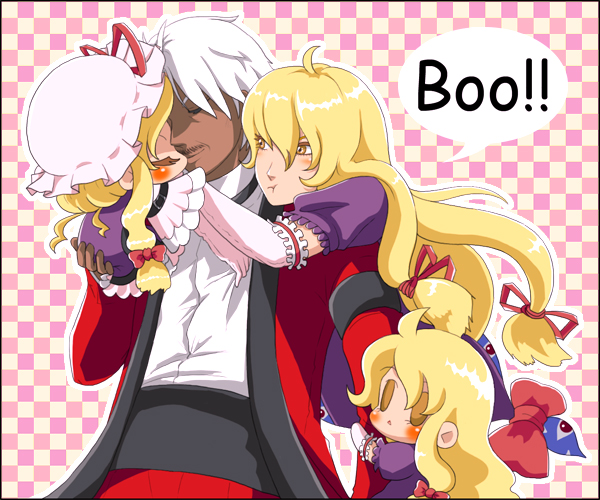 anna_(pixiv), bad_id, blonde_hair, clone, crossover, dual_persona, english, gap