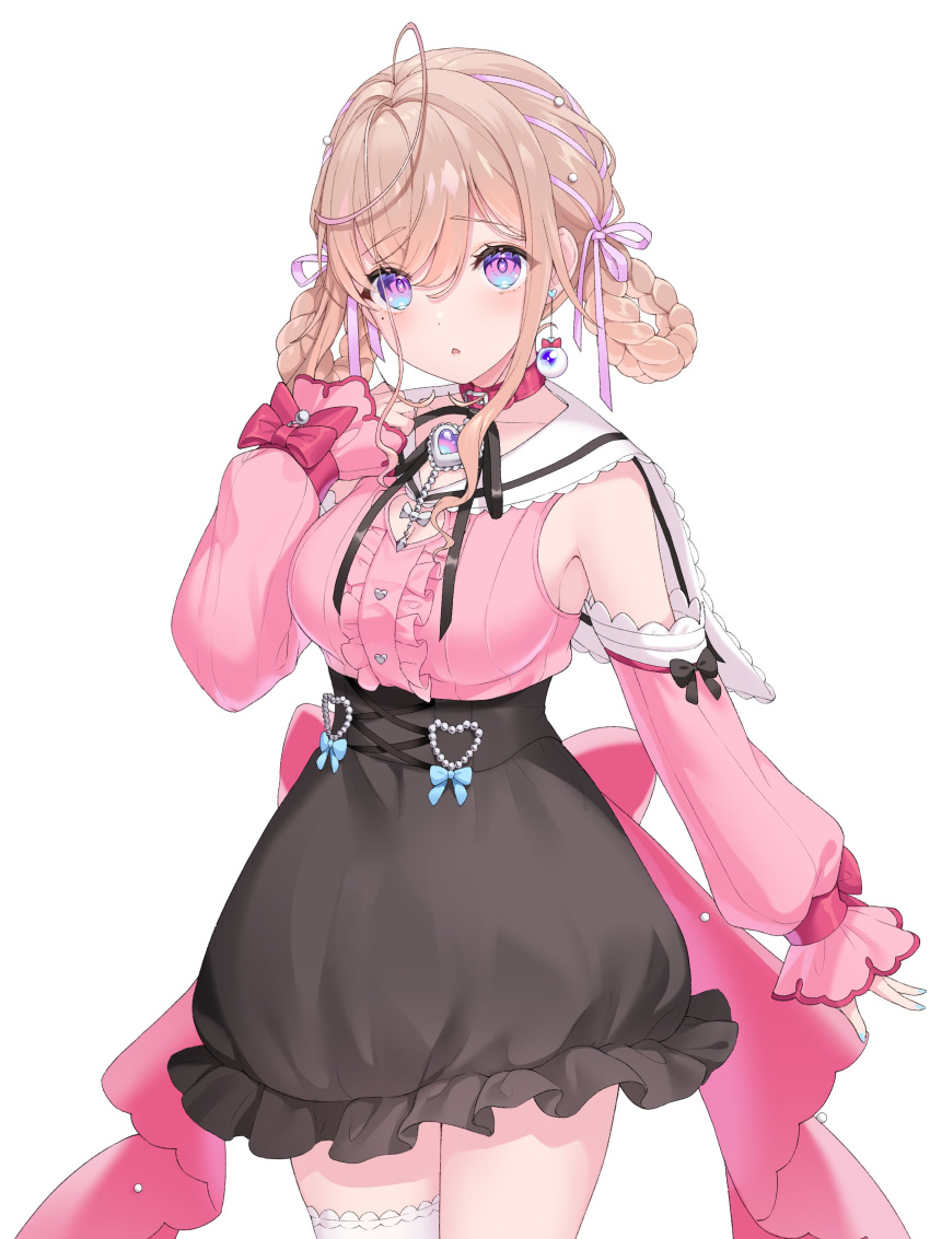 1girl, :o, absurdres, aizawa_momo, black_bow, black_skirt, blue_bow, blush