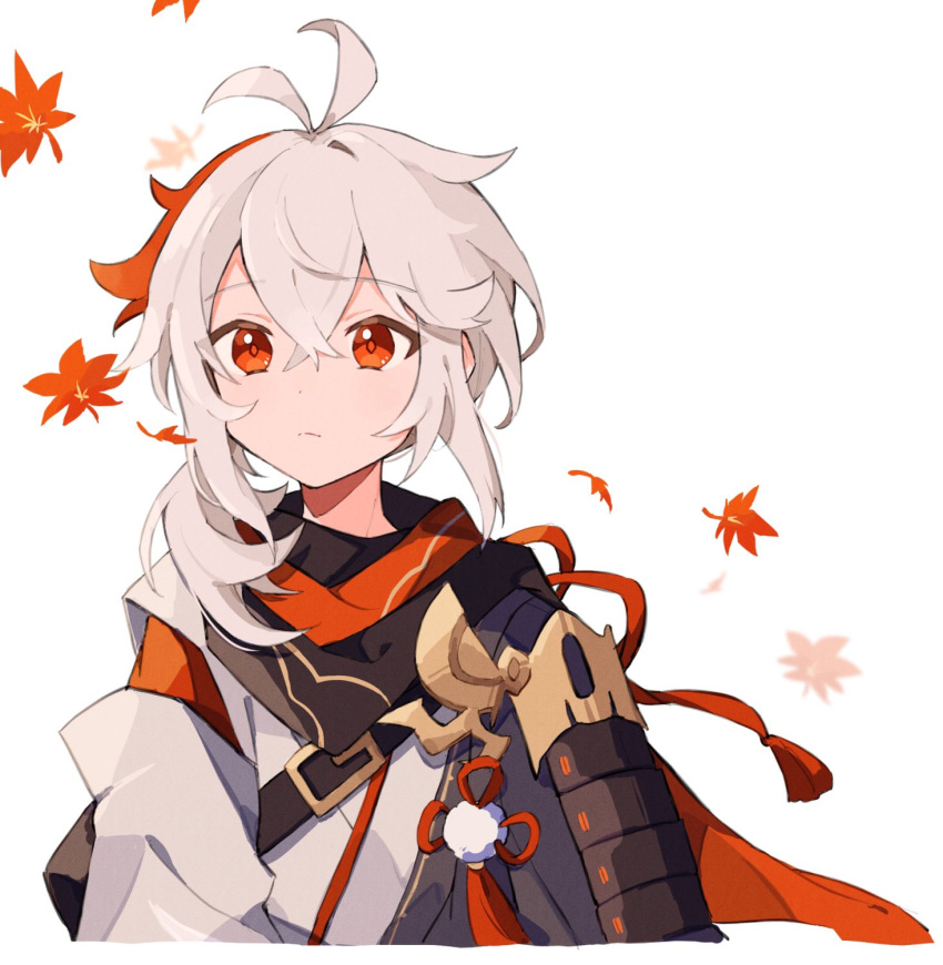 1boy, blonde_hair, genshin_impact, highres, japanese_clothes, kazuha_(genshin_impact), leaf, male_focus