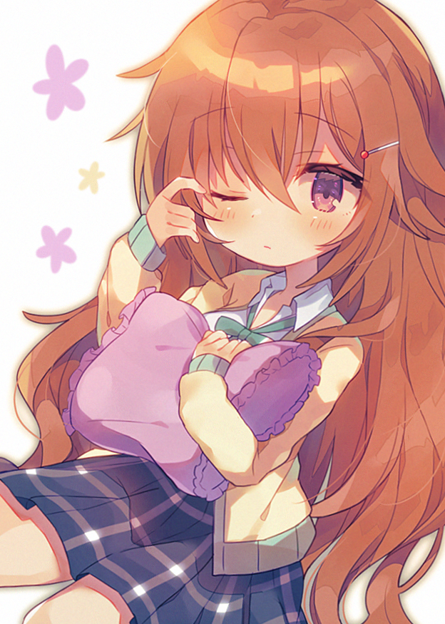 1girl, amano_mizu, blush, brown_hair, chibi, collared_shirt, dress_shirt, jacket