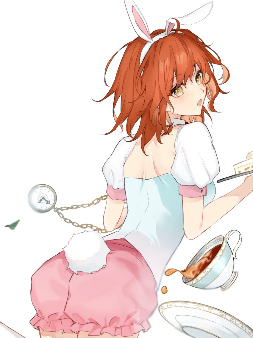 1girl, ahoge, animal_ears, ass, back, bangs, blush, breasts