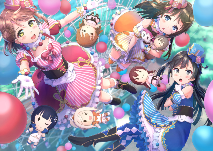 asaka_karin, azuna_(love_live!), b.ren, bangs, black_eyes, black_hair, blue_eyes, blunt_bangs