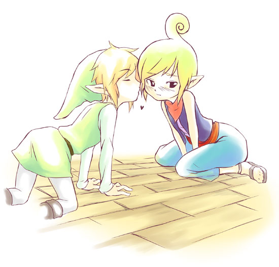 blush, dogear, hat, inumimi_moeta, kiss, link, nintendo, pointy_ears