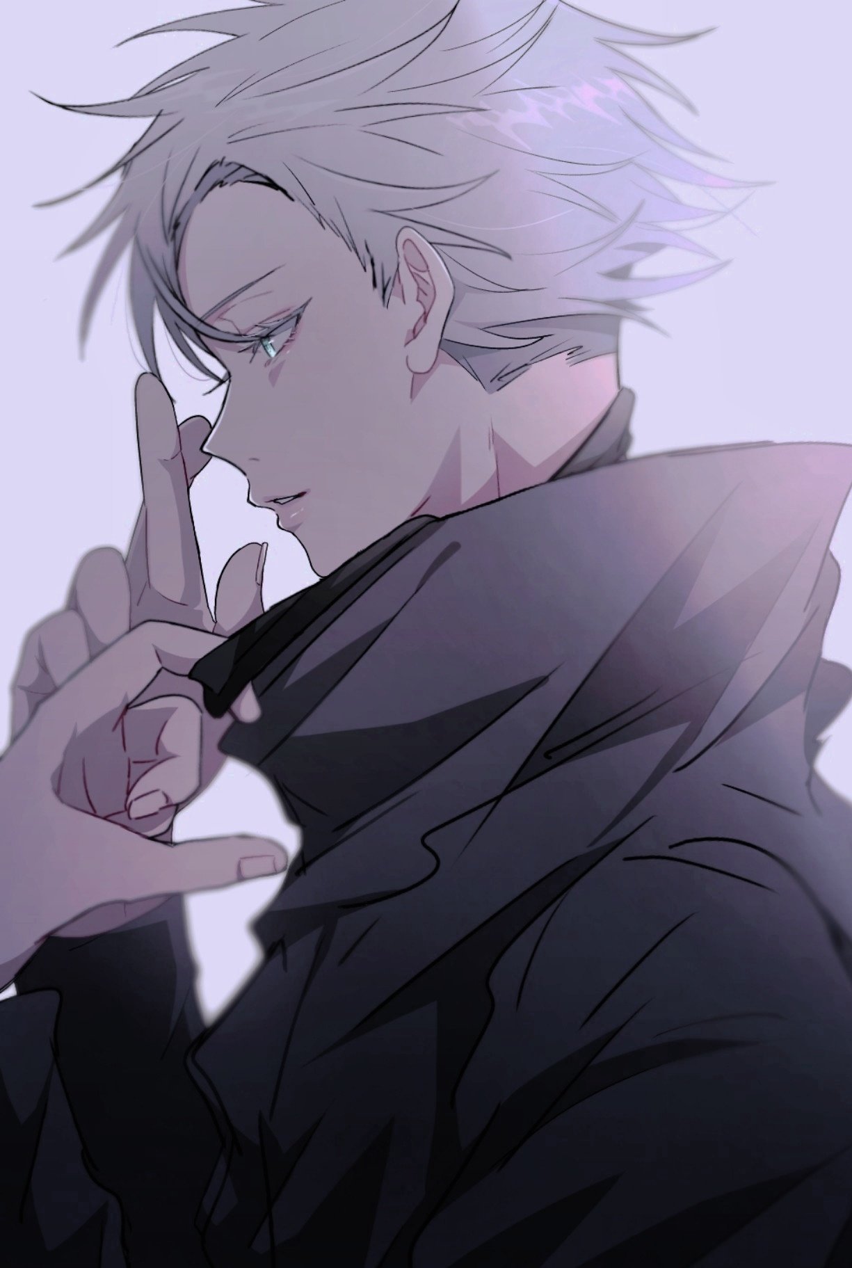 1boy, bangs, black_blindfold, black_jacket, blindfold, blindfold_down, blindfold_removed, blue_eyes