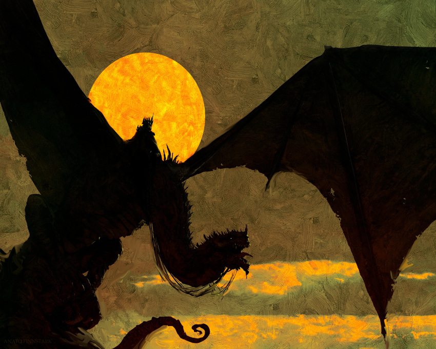 1boy, absurdres, anato_finnstark, artist_name, creature, desert, fantasy, fellbeast